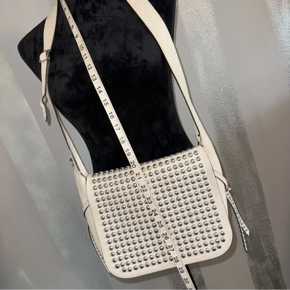 Coach Purse‎ Studded White Leather Crossbody Bag Vintage Y2K Biker Chic